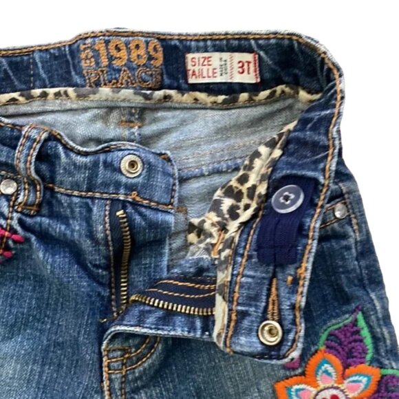 1989 Place Embroidered Pineapple Floral Denim Jean Shorts size 3 Toddler - Picture 5 of 11